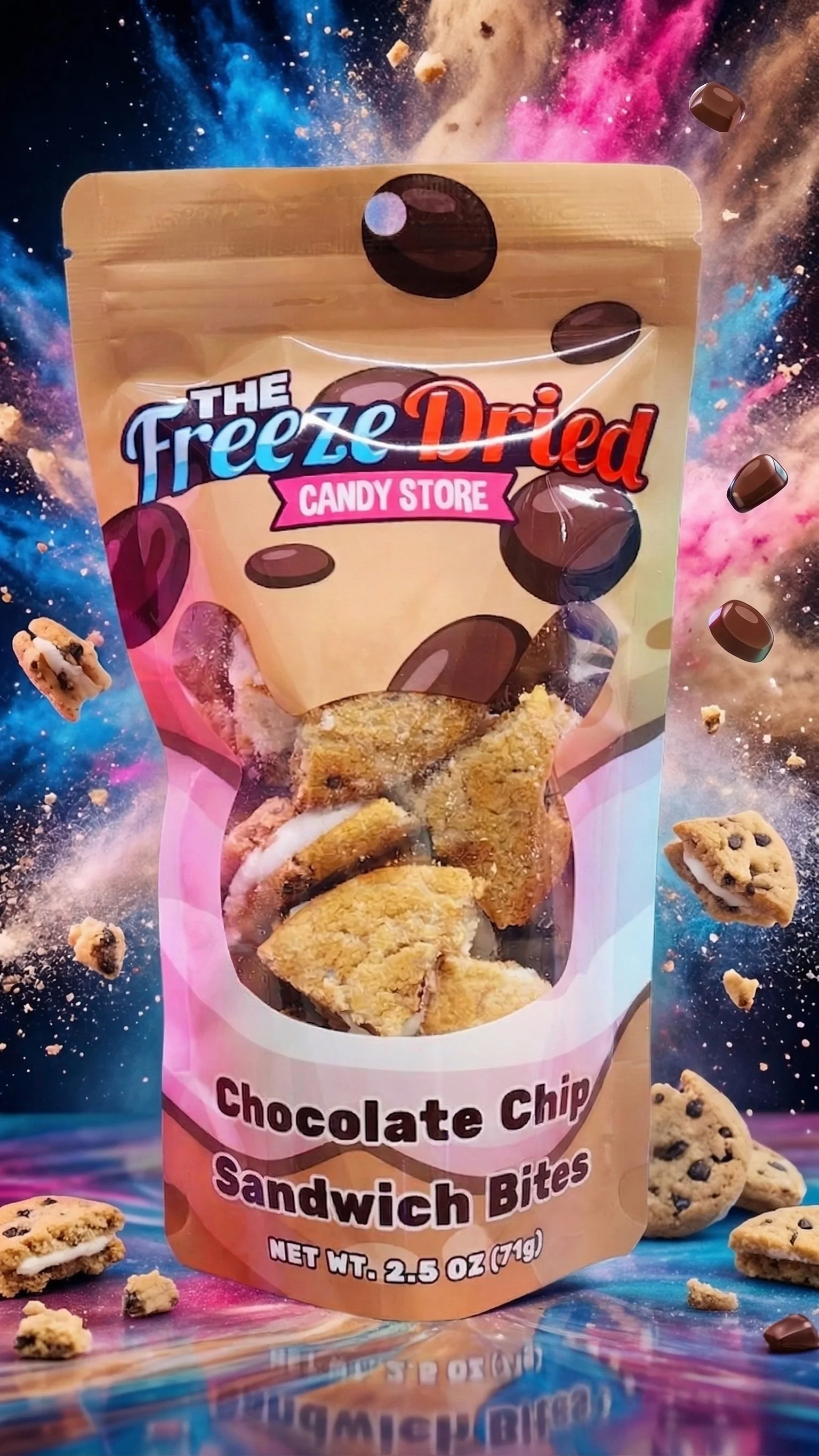 Chocolate Chip Sandwich Bites - Crunchy Cream filled Cookie Bites - Freeze Dried
